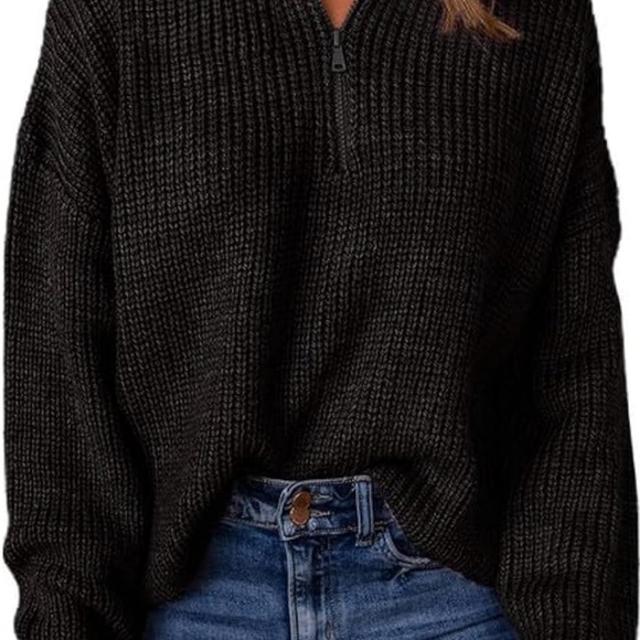 Amazon Essentials Black Knit Half-Zip Hoodie - Picture 3 of 3